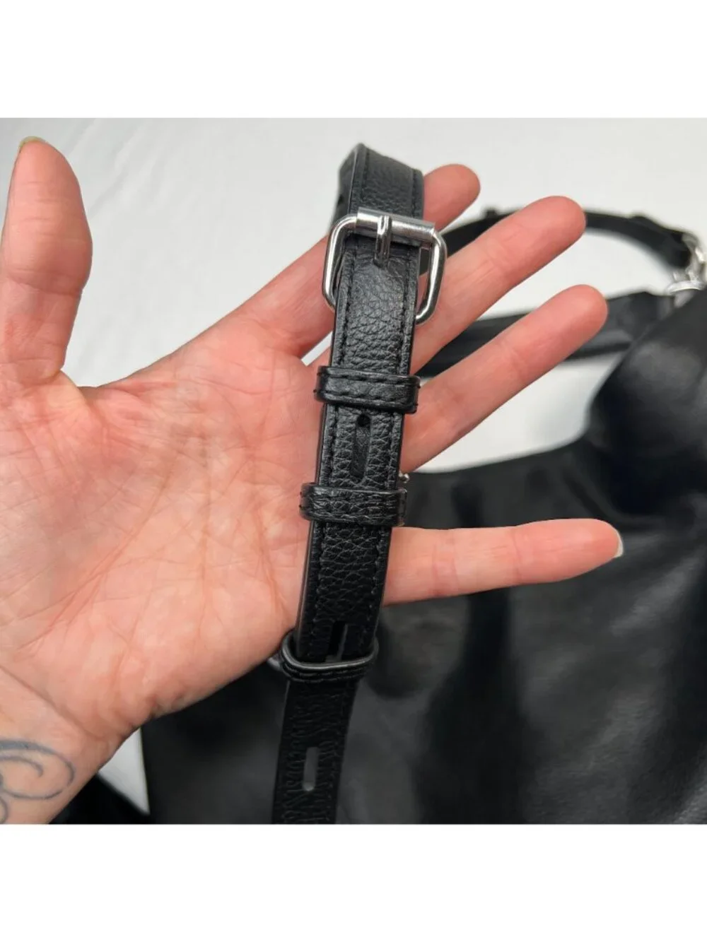 Rebecca Minkoff Double Zippers Moto Hobo Bag Leather Crossbody Satchel Black